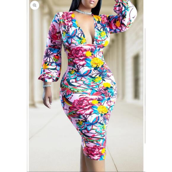 White Floral Maxi Dress plus size Party Dress 1XL - Picture 1 of 7